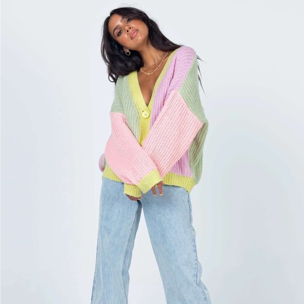 Contrast Stitching Cardigan Sweater Women